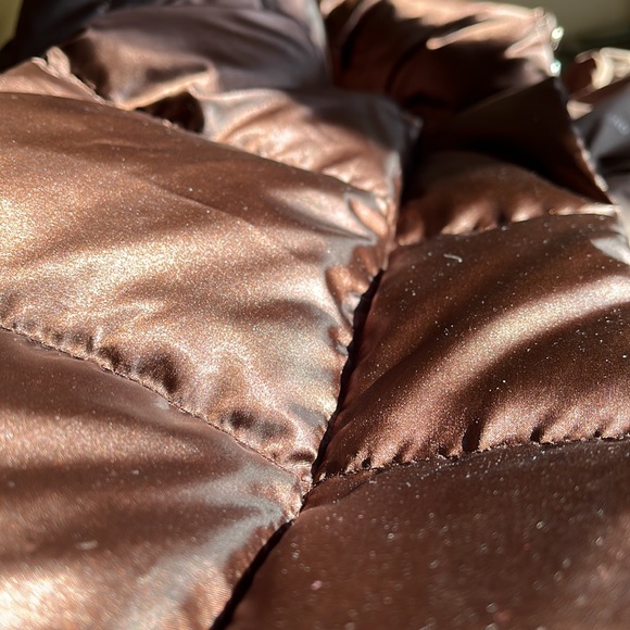 Lands' End Long Puffer Coat Women’s Medium 10–12 Bronze Brown Goose Down Warm - Picture 10 of 16